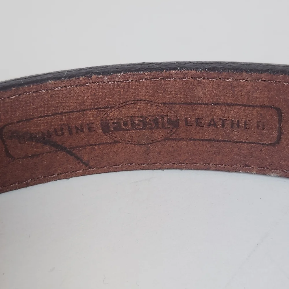 Vintage FOSSIL Beaded Leather Belt Small Brass Buckle | Multicolor Seed Beads